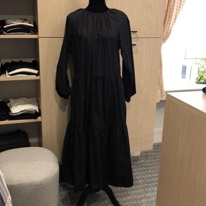 H&M black maxi 100% cotton long dress with tiered bottom hem